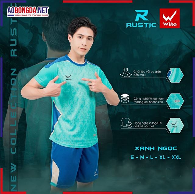 Áo Bóng Đá Không Logo Wika Rustic Xanh Ngọc
