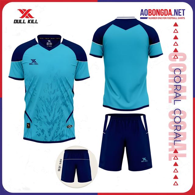 Áo Bóng Đá Không Logo Dullkill Coral Xanh Ngọc