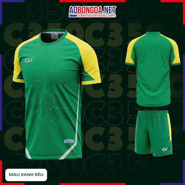 Áo Bóng Đá Không Logo CV C350 Xanh Rêu