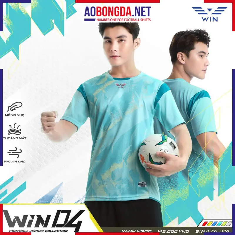 Áo Bóng Đá Không Logo CP Win 04 Xanh Ngọc