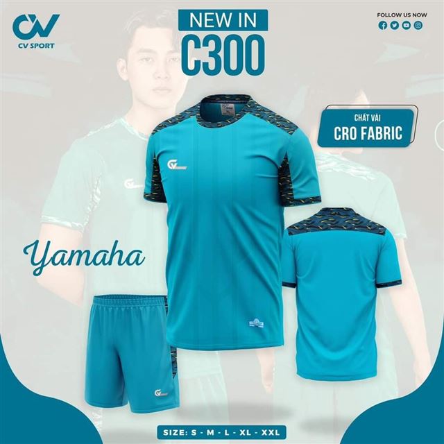 Áo Bóng Đá Không Logo CV C300 Xanh Yamaha
