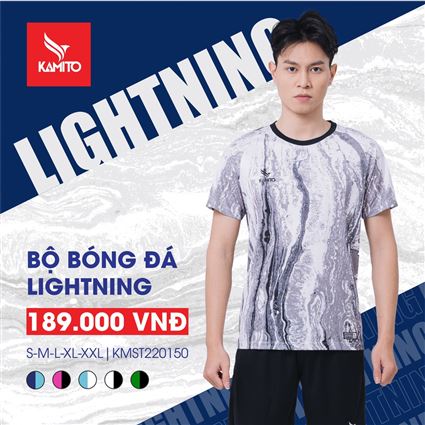 Áo Bóng Đá không Logo Kamito Lightning Trắng Đen