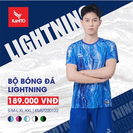Áo Bóng Đá không Logo Kamito Lightning Xanh Bích