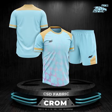 Áo Bóng Đá không Logo Riki Crom Xanh Thiên Thanh