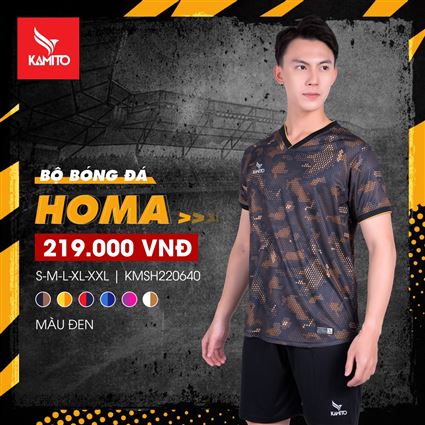 Áo Bóng Đá không Logo Kamito Homa Đen