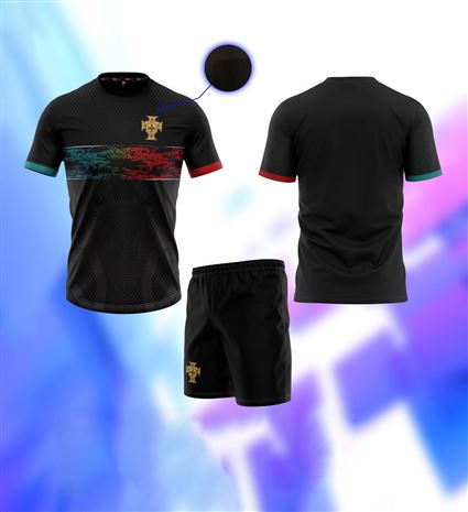 Áo Bóng Đá Bồ Đào Nha đen sọc ngang world cup sân khách 2022-2023