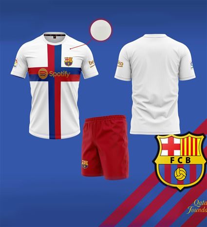 Áo Bóng Đá Barcelona Trắng Sân Khách Ngắn Tay Mùa Giải 2022-2023