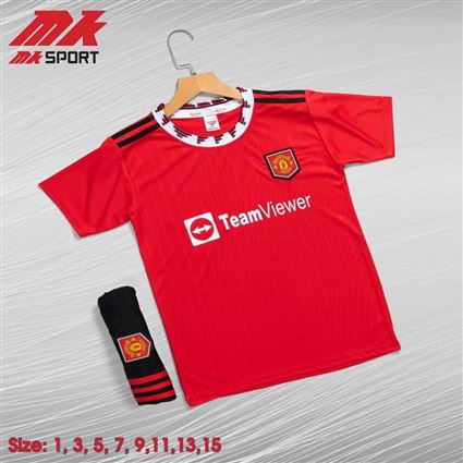 Bộ Quần Áo bóng đá trẻ em clb Manchester United Đỏ sân nhà 2022-2023