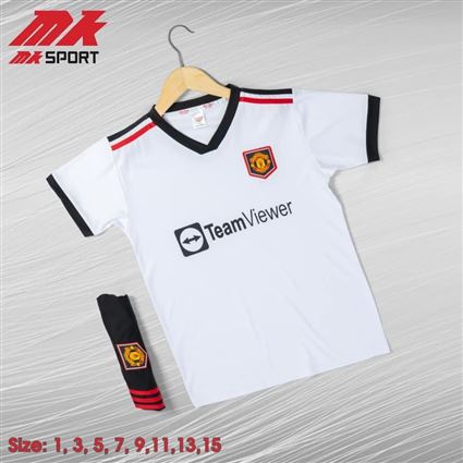 Bộ Quần Áo bóng đá trẻ em clb Manchester United Trắng sân khách 2022-2023