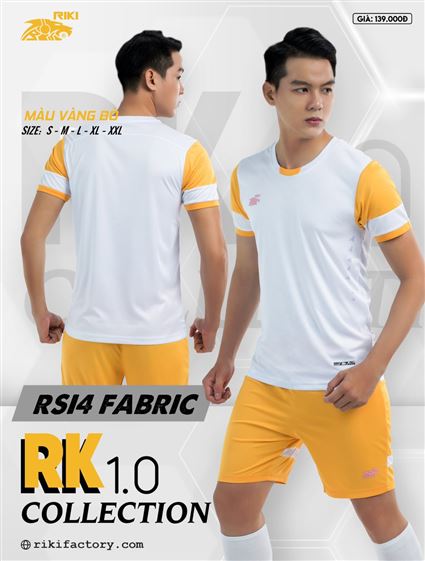 Áo Bóng Đá không Logo Riki Fabric Vàng Bò