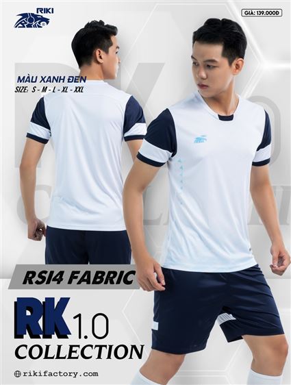 Áo Bóng Đá không Logo Riki Fabric Xanh Đen