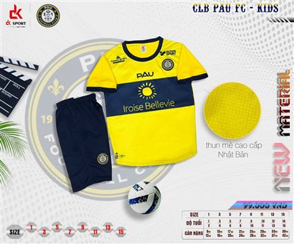 Bộ Quần Áo bóng đá trẻ em clb Pau sân nhà 2022-2023