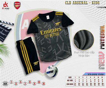 Bộ Quần Áo bóng đá trẻ em clb Arsenal sân khách 2022-2023