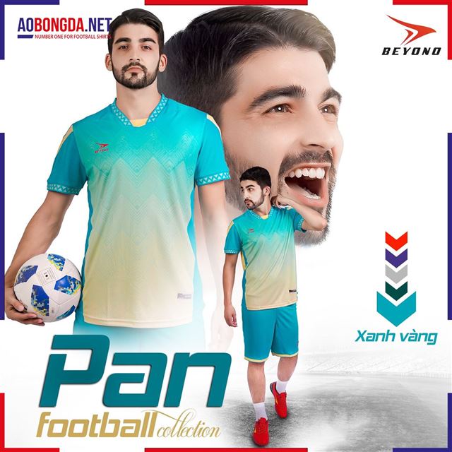 Áo Bóng Đá Không Logo Beyono Pan Xanh Vàng