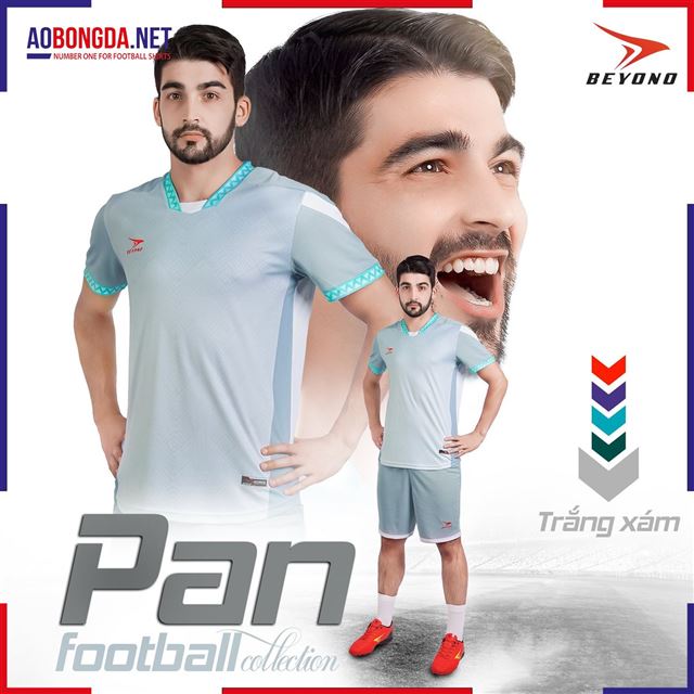 Áo Bóng Đá Không Logo Beyono Pan Trắng Xám
