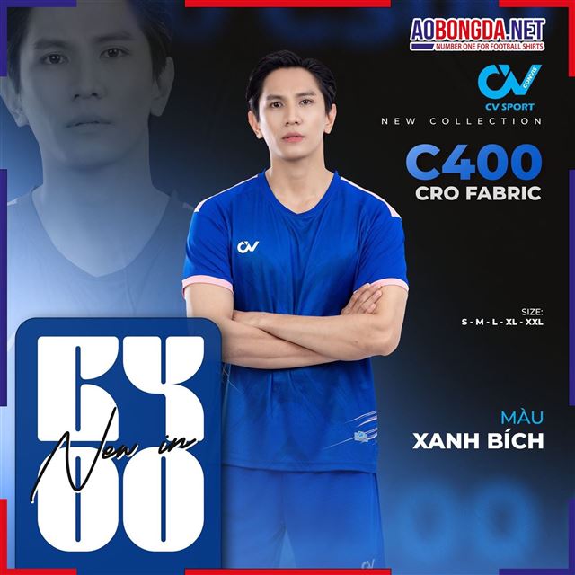 Áo Bóng Đá Không Logo CV C400 Màu Bích