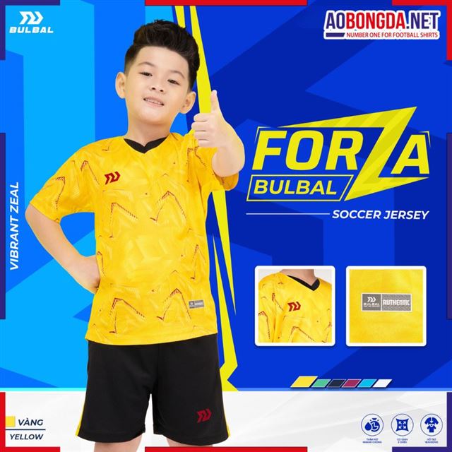 Áo Bóng Đá Trẻ Em Không Logo Bulbal Forza Vàng
