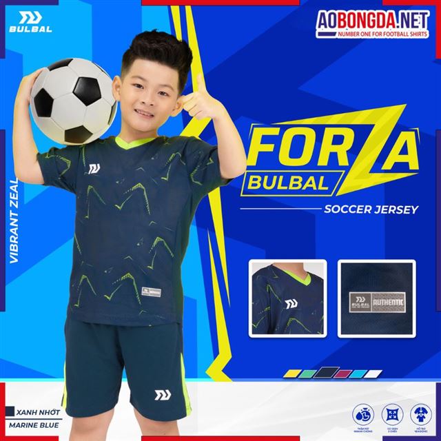 Áo Bóng Đá Trẻ Em Không Logo Bulbal Forza Xanh Nhớt