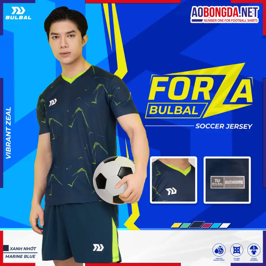 Áo Bóng Đá Không Logo Bulbal Forza Xanh Nhớt