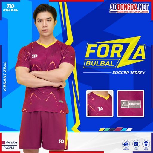 Áo Bóng Đá Không Logo Bulbal Forza Tím Cẩm