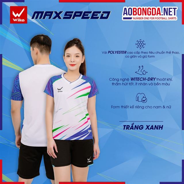 Áo Cầu Lông Wika MaxSpeed Trắng Xanh