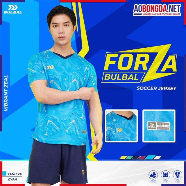 Áo Bóng Đá Không Logo Bulbal Forza Xanh Ya