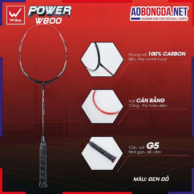 Vợt Wika POWER W800 Đen Đỏ
