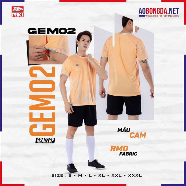 Áo Bóng Đá Không Logo Riki Gem2 Cam