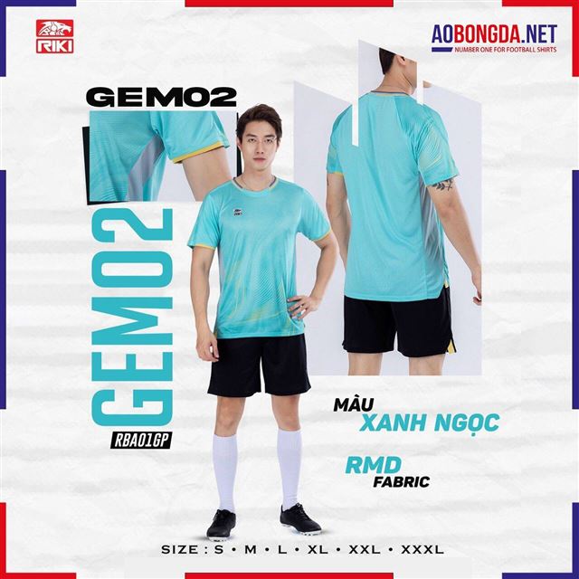 Áo Bóng Đá Không Logo Riki Gem2 Xanh Ngọc