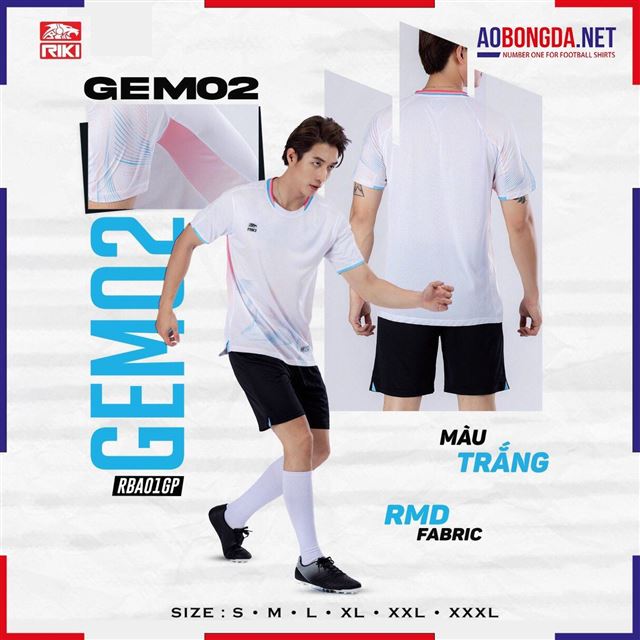 Áo Bóng Đá Không Logo Riki Gem2 Trắng
