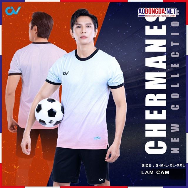 Áo Bóng Đá Không Logo CV Chermanes Lam Cam