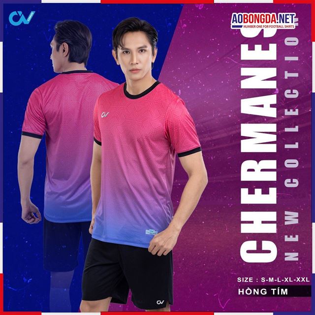 Áo Bóng Đá Không Logo CV Chermanes Hồng Tím