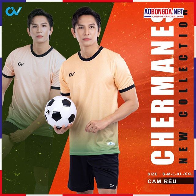 Áo Bóng Đá Không Logo CV Chermanes Cam Rêu