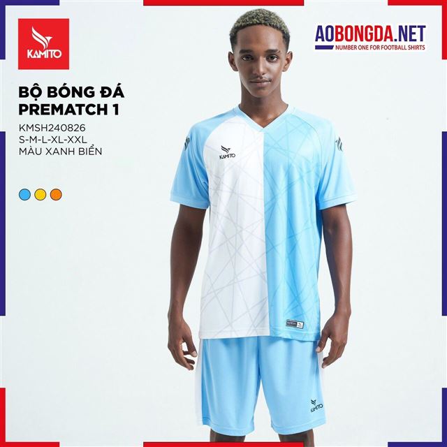 Áo Bóng Đá Không Logo Kamito Prematch 0 Xanh Biển