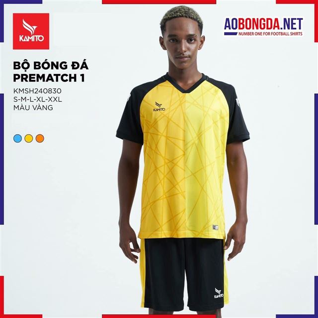 Áo Bóng Đá Không Logo Kamito Prematch 0 Vàng