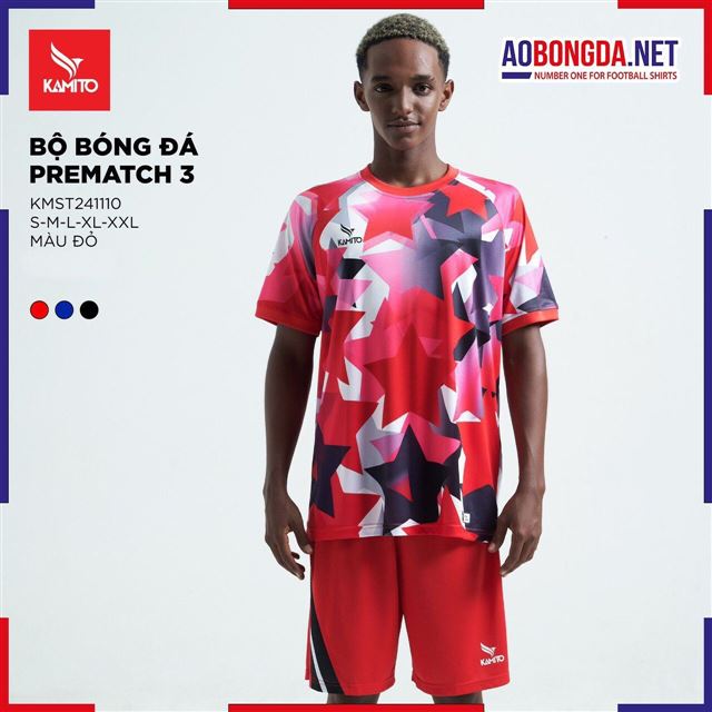 Áo Bóng Đá Không Logo Kamito Prematch 03 Đỏ