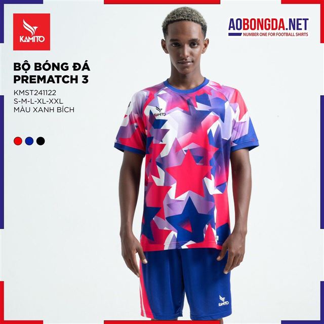 Áo Bóng Đá Không Logo Kamito Prematch 03 Xanh Bích