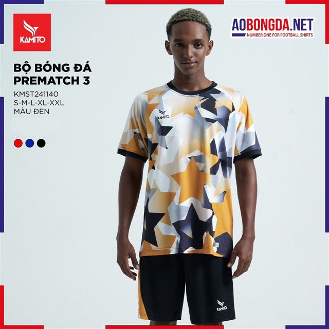 Áo Bóng Đá Không Logo Kamito Prematch 03 Đen