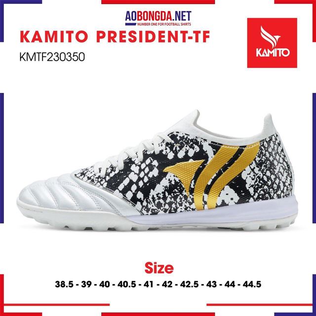 Giày Đá Bóng Kamito President TF Trắng Đen