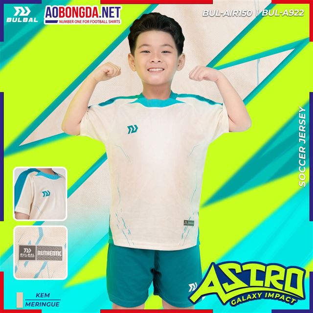 Áo Bóng Đá Trẻ Em Không Logo Bulbal Astro Kem