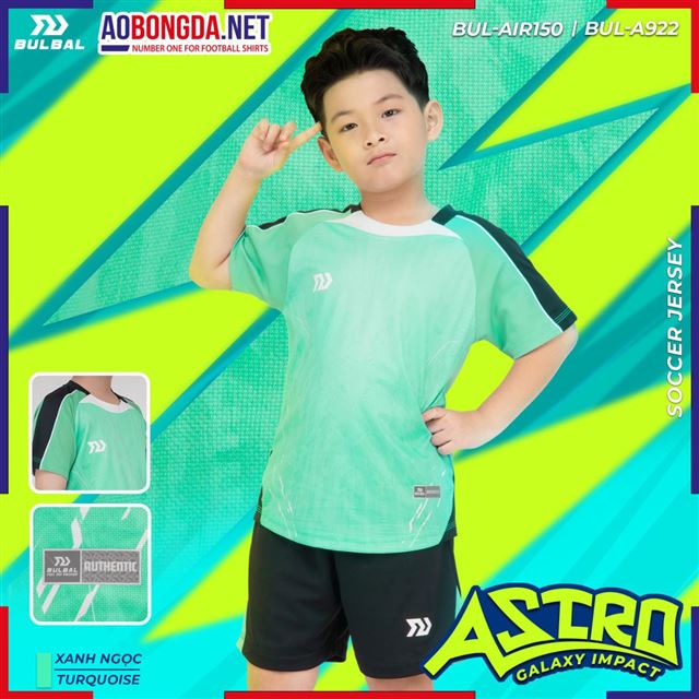 Áo Bóng Đá Trẻ Em Không Logo Bulbal Astro Xanh Ngọc