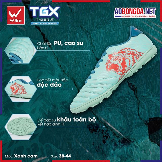 Giày Bóng Đá Wika TGX Xanh Cam