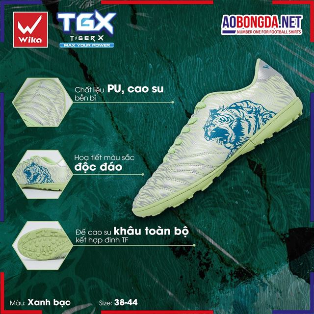 Giày Bóng Đá Wika TGX Xanh Bạc