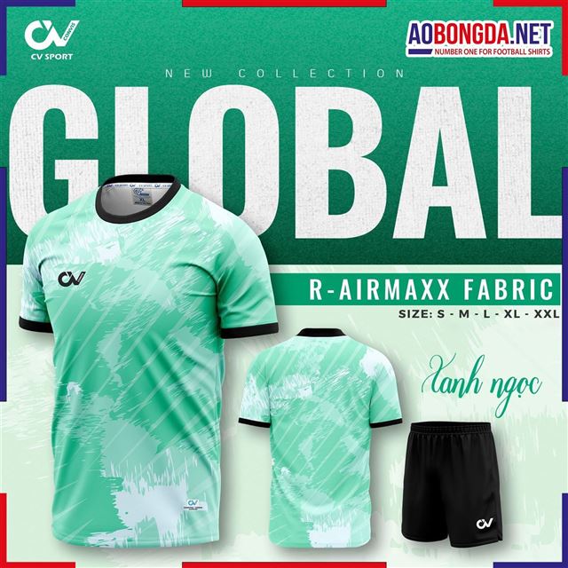 Áo Bóng Đá Không Logo CV Global Xanh Ngọc