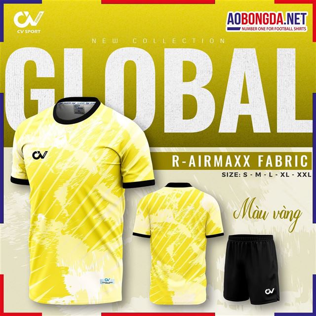 Áo Bóng Đá Không Logo CV Global Vàng