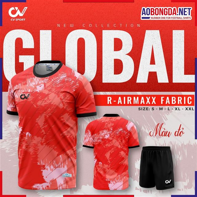 Áo Bóng Đá Không Logo CV Global Đỏ