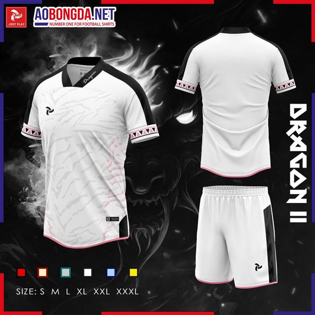 Áo Bóng Đá Không Logo Just Play Dragon II Trắng Hồng