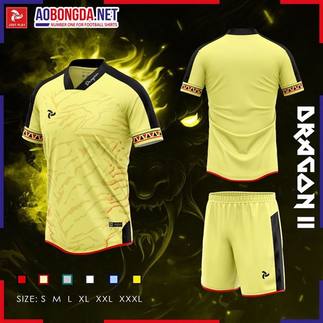 Áo Bóng Đá Không Logo Just Play Dragon II Vàng Đỏ
