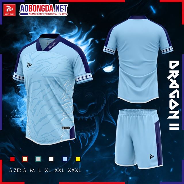 Áo Bóng Đá Không Logo Just Play Dragon II Xanh Biển