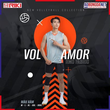 Áo Bóng Chuyền Riki Vol Amor Xám Nam